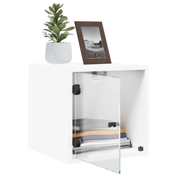The Living Store sengebord med glaslåger 35x37x35 cm hvid - Natborde