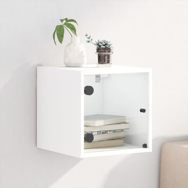 The Living Store sengebord med glaslåger 35x37x35 cm hvid - Natborde