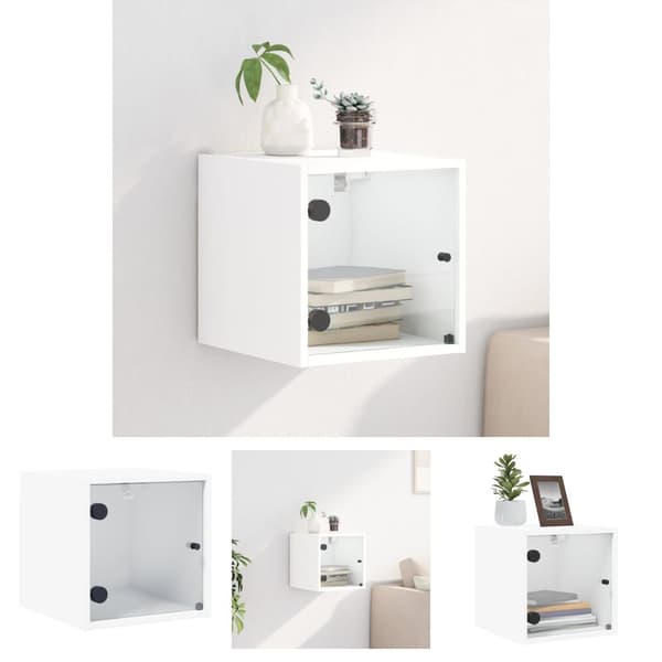 The Living Store sengebord med glaslåger 35x37x35 cm hvid - Natborde
