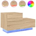 Miniatyrbild 3 av 11: The Living Store Sängbord med LED-belysning sonoma-ek 70x36x40,5 cm -  Nattduksbord