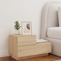 Miniatyrbild 4 av 11: The Living Store Sängbord med LED-belysning sonoma-ek 70x36x40,5 cm -  Nattduksbord