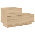 Miniatyrbild 6 av 11: The Living Store Sängbord med LED-belysning sonoma-ek 70x36x40,5 cm -  Nattduksbord