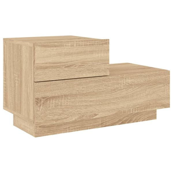 The Living Store Sängbord med LED-belysning sonoma-ek 70x36x40,5 cm -  Nattduksbord