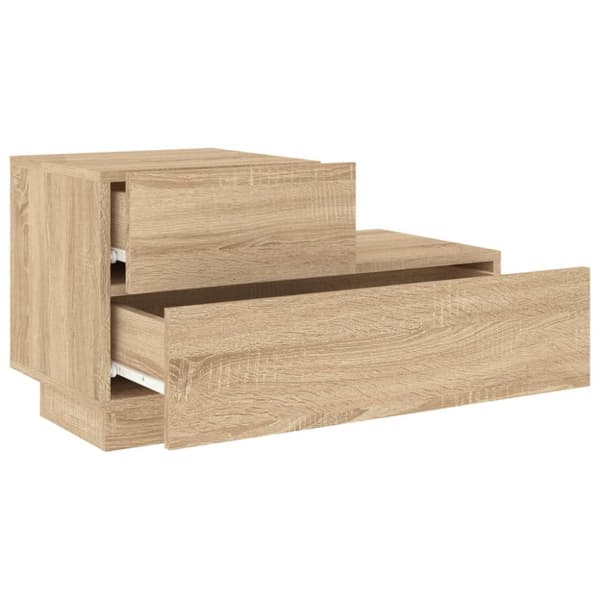 The Living Store Sängbord med LED-belysning sonoma-ek 70x36x40,5 cm -  Nattduksbord