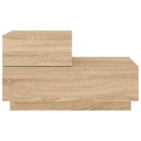 The Living Store Sängbord med LED-belysning sonoma-ek 70x36x40,5 cm -  Nattduksbord
