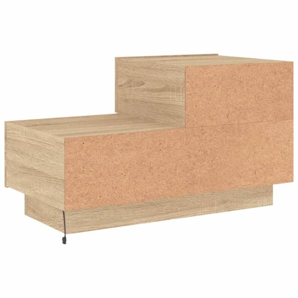 The Living Store Sängbord med LED-belysning sonoma-ek 70x36x40,5 cm -  Nattduksbord