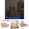Miniatyrbild 1 av 11: The Living Store Sängbord med LED-belysning sonoma-ek 70x36x40,5 cm -  Nattduksbord