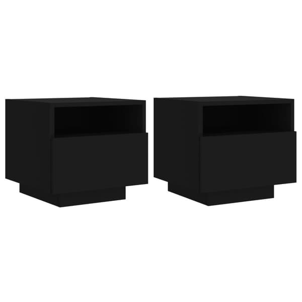 The Living Store Sängbord med LED-lampor 2 st svart 40x39x37 cm - Nattduksbord