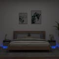 Miniatyrbild 2 av 11: The Living Store Sängbord med LED-lampor 2 st svart 40x39x37 cm -  Nattduksbord