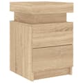 Miniatyrbillede 7 af 11: The Living Store sengebord med LED-lys 35x39x55 cm sonoma-eg -  Natborde