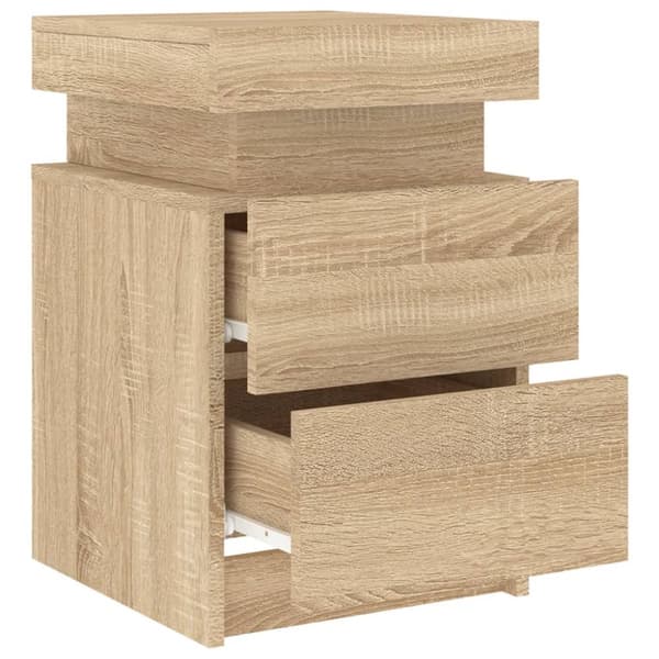 The Living Store sengebord med LED-lys 35x39x55 cm sonoma-eg - Natborde