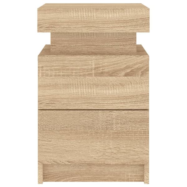 The Living Store sengebord med LED-lys 35x39x55 cm sonoma-eg - Natborde