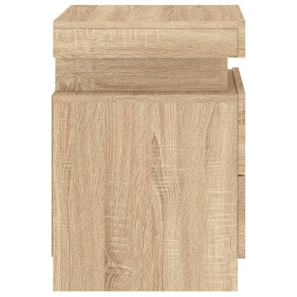 The Living Store sengebord med LED-lys 35x39x55 cm sonoma-eg - Natborde