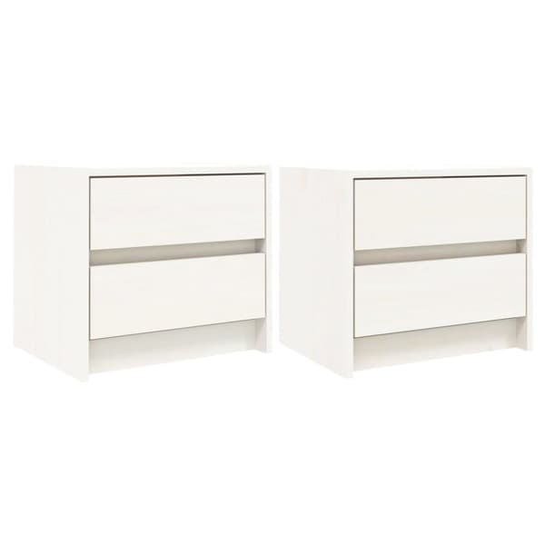 The Living Store Sängbord 2 st vit 40x31x35,5 cm massiv furu - Nattduksbord