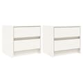 Miniatyrbild 3 av 11: The Living Store Sängbord 2 st vit 40x31x35,5 cm massiv furu -  Nattduksbord