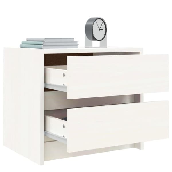 The Living Store Sängbord 2 st vit 40x31x35,5 cm massiv furu -  Nattduksbord
