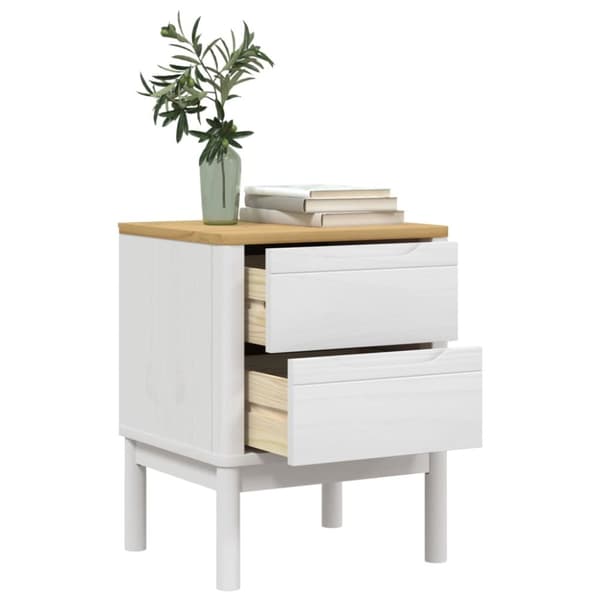 The Living Store sengebord 45x39x57 cm massivt fyrretræ hvid -  Natborde