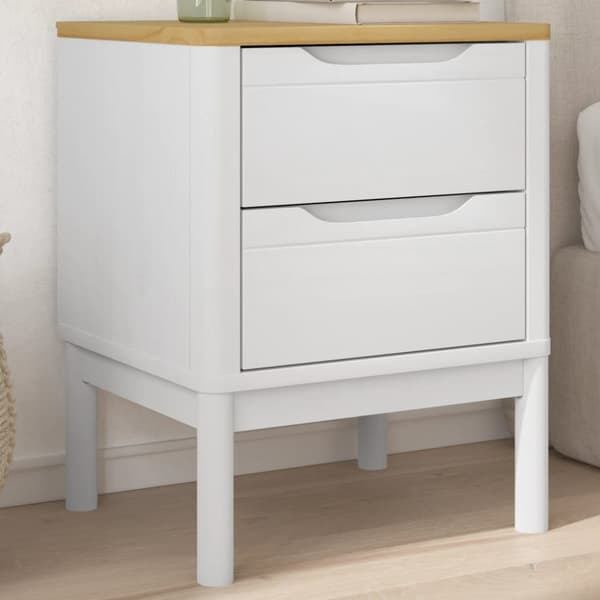 The Living Store sengebord 45x39x57 cm massivt fyrretræ hvid -  Natborde