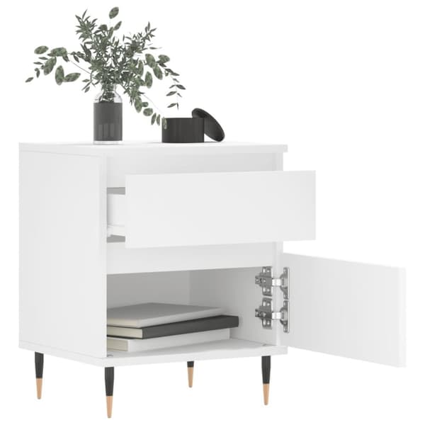 The Living Store sengebord 40x35x50 cm konstrueret træ hvid - Natborde
