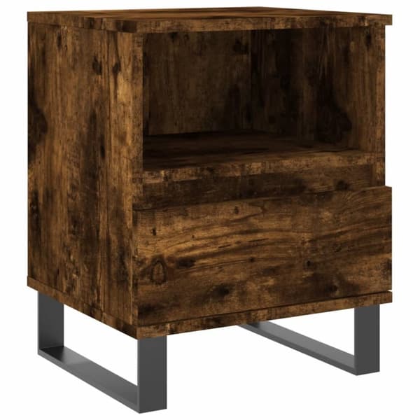 The Living Store sengebord 40x35x50 cm konstrueret træ røget egetræsfarve -  Natborde