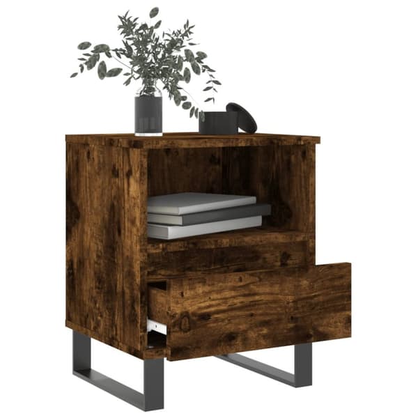 The Living Store sengebord 40x35x50 cm konstrueret træ røget egetræsfarve - Natborde