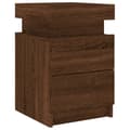 Miniatyrbild 7 av 11: The Living Store Sängbord med LED-lampor 2 st brun ek 35x39x55 cm -  Nattduksbord