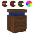 Miniatyrbild 8 av 11: The Living Store Sängbord med LED-lampor 2 st brun ek 35x39x55 cm -  Nattduksbord