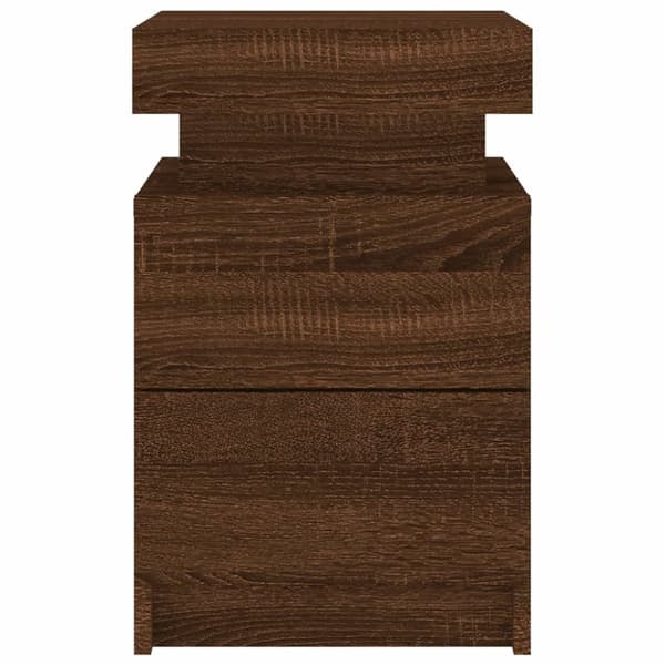 The Living Store Sängbord med LED-lampor 2 st brun ek 35x39x55 cm -  Nattduksbord