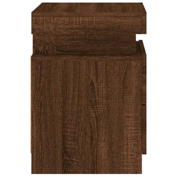 The Living Store Sängbord med LED-lampor 2 st brun ek 35x39x55 cm -  Nattduksbord