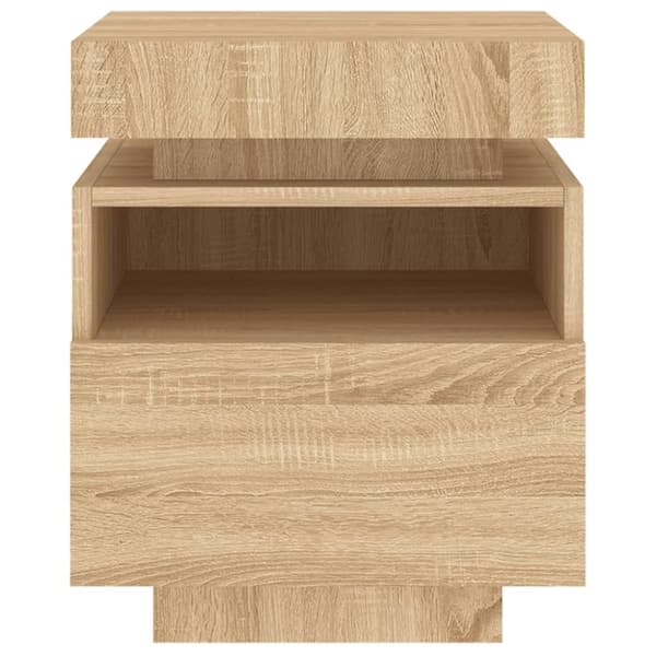 The Living Store Yöpöytä LED-valoilla Sonoma-tammi 40x39x48,5 cm - Yöpöydät