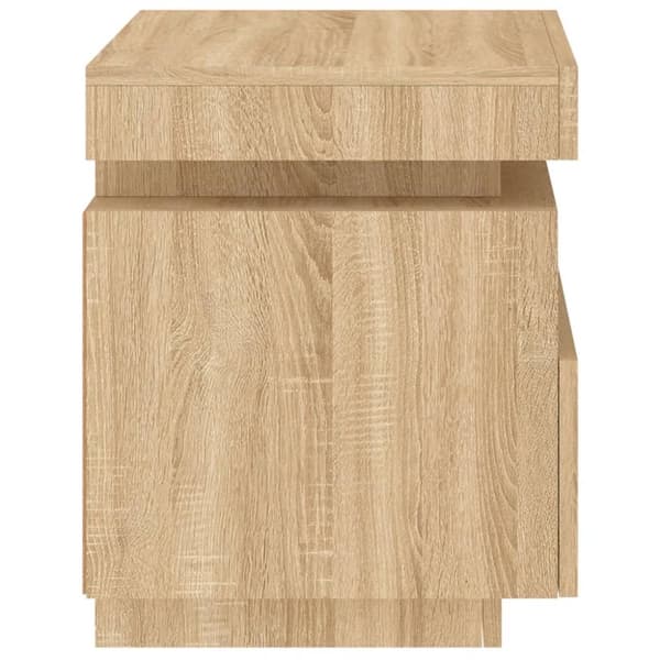 The Living Store Yöpöytä LED-valoilla Sonoma-tammi 40x39x48,5 cm - Yöpöydät