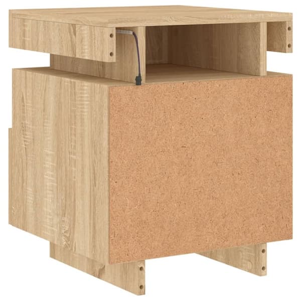 The Living Store Yöpöytä LED-valoilla Sonoma-tammi 40x39x48,5 cm - Yöpöydät
