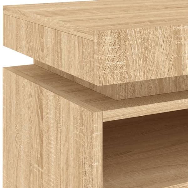 The Living Store Yöpöytä LED-valoilla Sonoma-tammi 40x39x48,5 cm - Yöpöydät