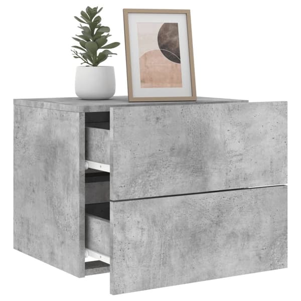 The Living Store væghængt sengebord med LED-lys betongrå - Natborde
