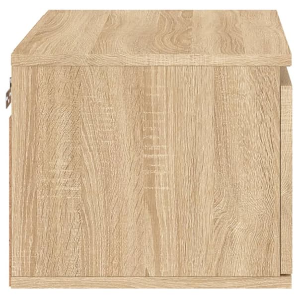 The Living Store Väggmonterat sängbord med LED-lampor sonoma-ek -  Nattduksbord