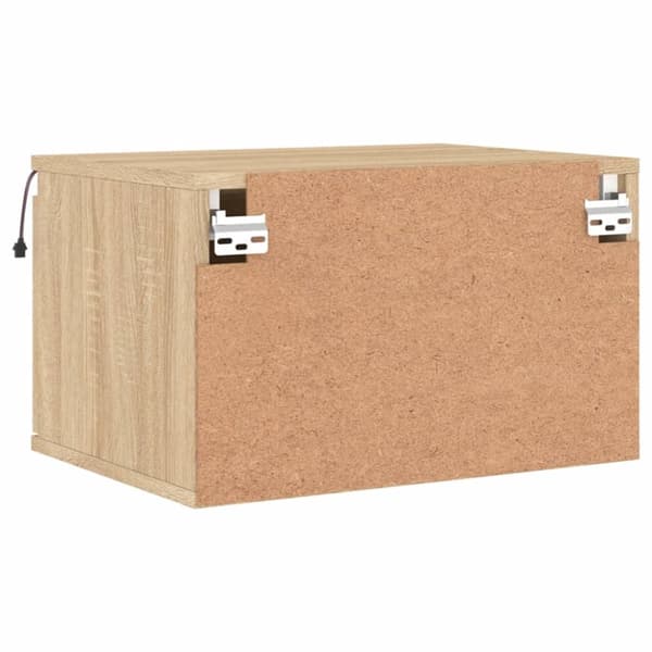 The Living Store Väggmonterat sängbord med LED-lampor sonoma-ek - Nattduksbord