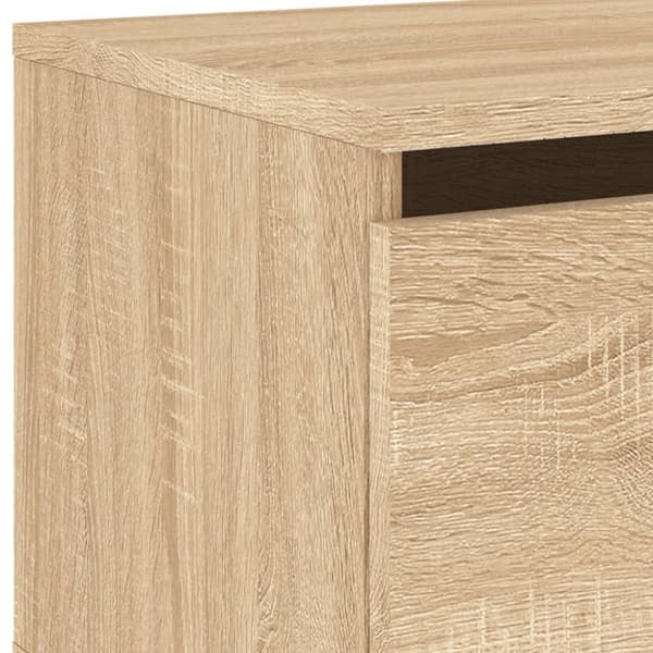 The Living Store Väggmonterat sängbord med LED-lampor sonoma-ek - Nattduksbord