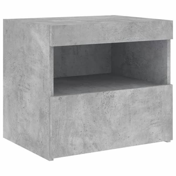 The Living Store Yöpöytä LED-valoilla betoninharmaa 50x40x45 cm - Yöpöydät
