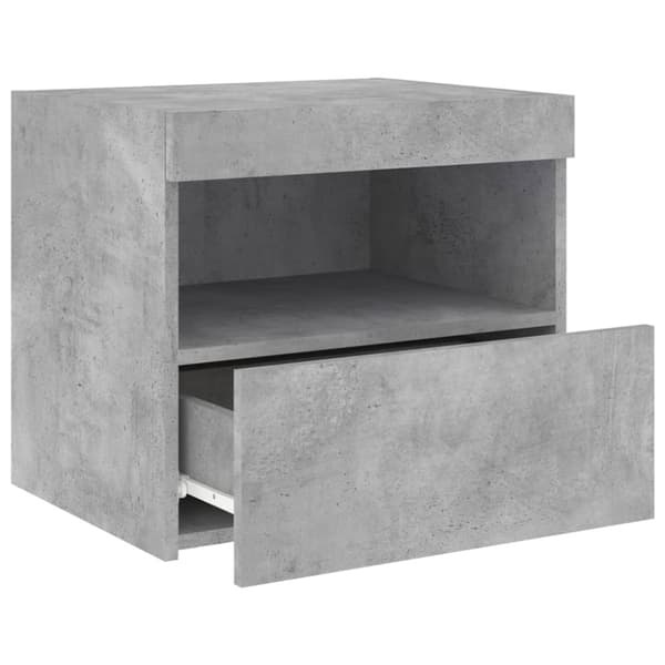 The Living Store Yöpöytä LED-valoilla betoninharmaa 50x40x45 cm - Yöpöydät