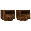 Pikkukuva 3 / 11: The Living Store Yöpöytä LED-valoilla 2 kpl savutammi 40x39x37 cm -  Yöpöydät