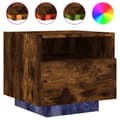 Pikkukuva 6 / 11: The Living Store Yöpöytä LED-valoilla 2 kpl savutammi 40x39x37 cm -  Yöpöydät