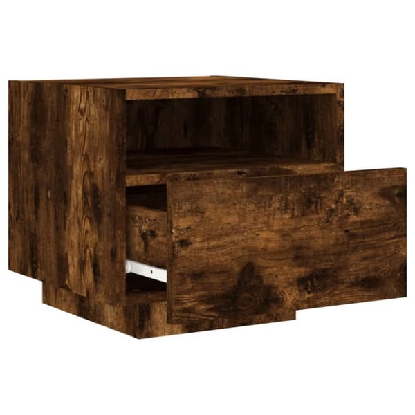 The Living Store Yöpöytä LED-valoilla 2 kpl savutammi 40x39x37 cm - Yöpöydät