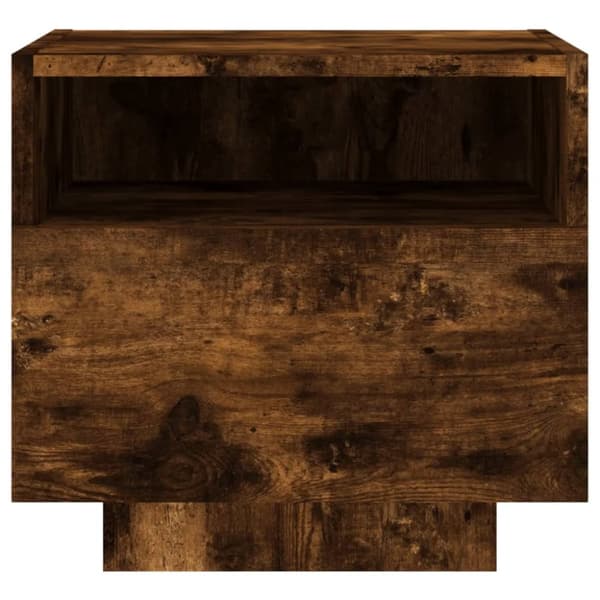 The Living Store Yöpöytä LED-valoilla 2 kpl savutammi 40x39x37 cm -  Yöpöydät