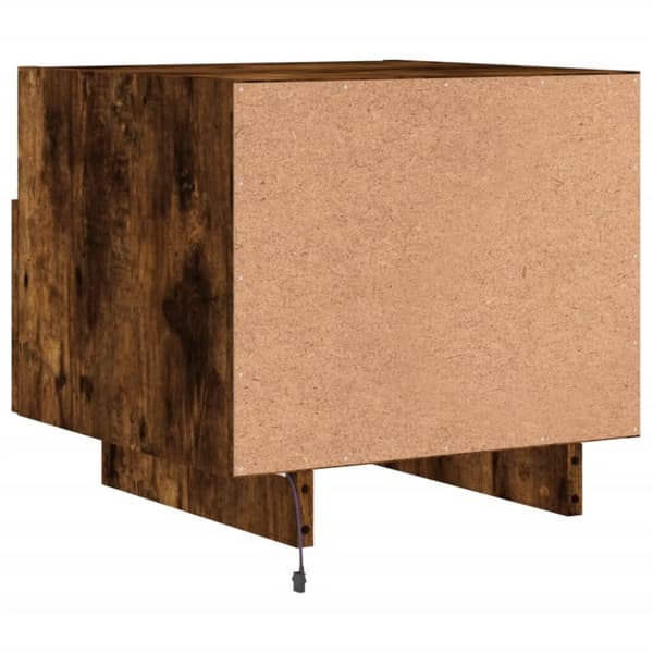 The Living Store Yöpöytä LED-valoilla 2 kpl savutammi 40x39x37 cm - Yöpöydät