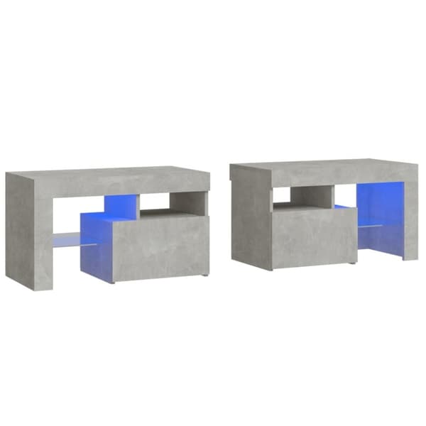 The Living Store Yöpöydät 2 kpl LED-valoilla betoninharmaa 70x36,5x40 cm - Yöpöydät