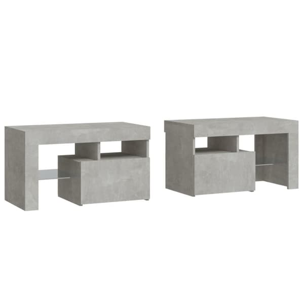 The Living Store Yöpöydät 2 kpl LED-valoilla betoninharmaa 70x36,5x40 cm - Yöpöydät