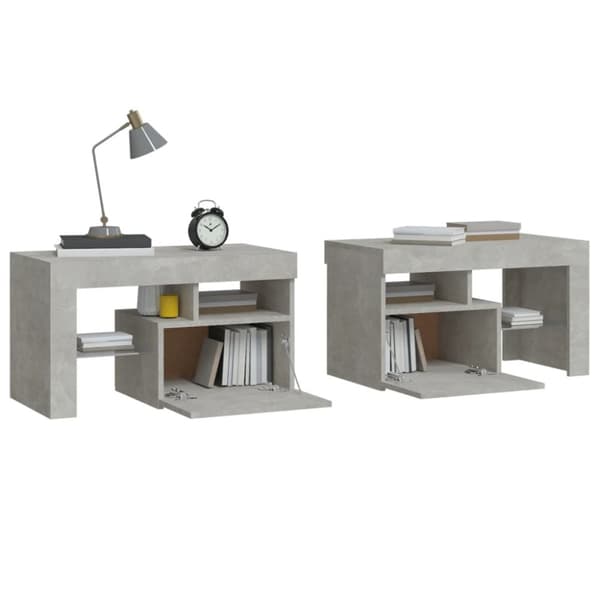 The Living Store Yöpöydät 2 kpl LED-valoilla betoninharmaa 70x36,5x40 cm - Yöpöydät