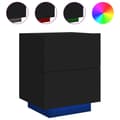 Miniatyrbillede 3 af 11: The Living Store sengebord med LED-lys konstrueret træ sort -  Natborde