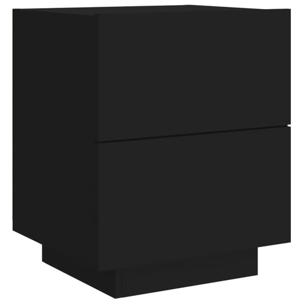 The Living Store sengebord med LED-lys konstrueret træ sort - Natborde