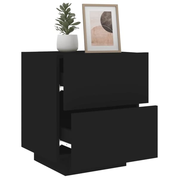 The Living Store sengebord med LED-lys konstrueret træ sort - Natborde
